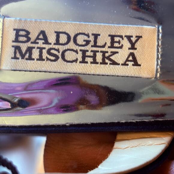 Badgley Mischka Navy Satin Pointed-Toe Slingback Heels w/ Crystal Buckle sz 8.5 - Picture 7 of 12